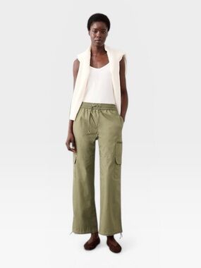 Banana Republic Straight High-Rise Poplin Pull-On Pant